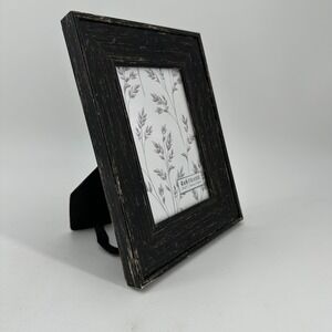 Rustic Black Wood 4x6 Picture Frame - Distressed Farmhouse Tabletop Decor